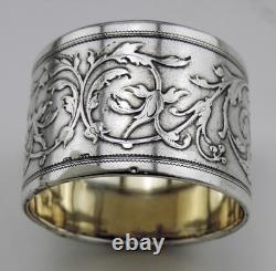 Antique solid silver and vermeil napkin ring, late 19th to early 20th century