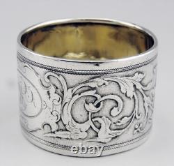 Antique solid silver and vermeil napkin ring, late 19th to early 20th century
