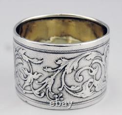 Antique solid silver and vermeil napkin ring, late 19th to early 20th century