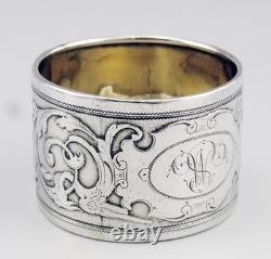 Antique solid silver and vermeil napkin ring, late 19th to early 20th century