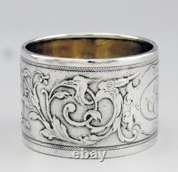 Antique solid silver and vermeil napkin ring, late 19th to early 20th century