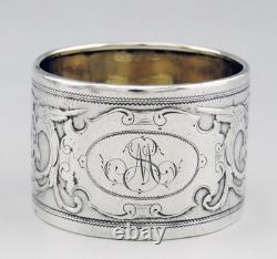 Antique solid silver and vermeil napkin ring, late 19th to early 20th century