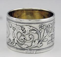 Antique solid silver and vermeil napkin ring, late 19th to early 20th century