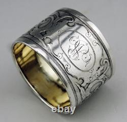 Antique solid silver and vermeil napkin ring, late 19th to early 20th century