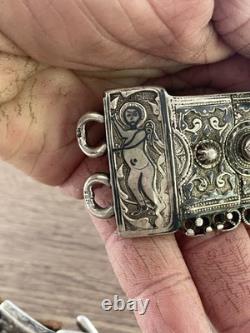 Antique solid silver belt, Eastern Russian, 586 grams, late 19th century