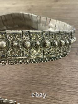 Antique solid silver belt, Eastern Russian, 586 grams, late 19th century