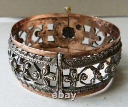 Antique solid silver bracelet set with ethnic diamonds