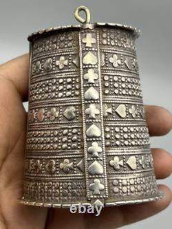 Antique solid silver bracelet, vintage style 157 grams Sindhi Pakistan 1950