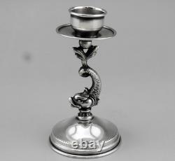 Antique solid silver candlestick with Spanish hallmark, weight 89.3 g