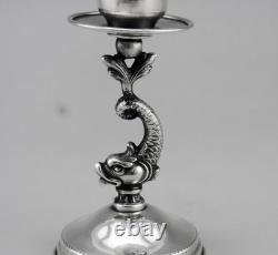 Antique solid silver candlestick with Spanish hallmark, weight 89.3 g