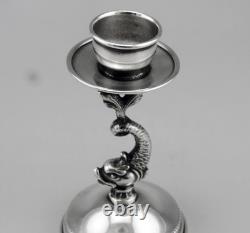 Antique solid silver candlestick with Spanish hallmark, weight 89.3 g