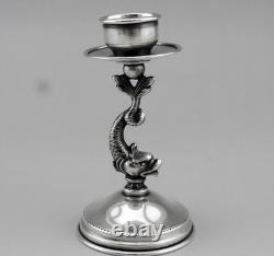 Antique solid silver candlestick with Spanish hallmark, weight 89.3 g