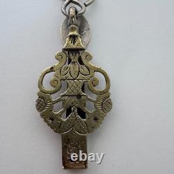 Antique solid silver chatelaine hook Mx116