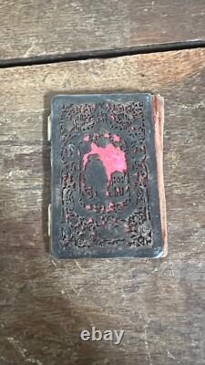 Antique solid silver dance card with openwork decoration, 19th century