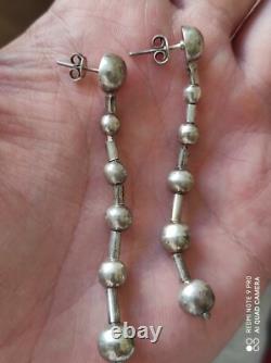 Antique solid silver dangling earrings