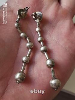 Antique solid silver dangling earrings