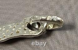 Antique solid silver fish necklace, antique silver Minerva necklace jewelry