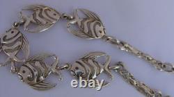 Antique solid silver fish necklace, antique silver Minerva necklace jewelry