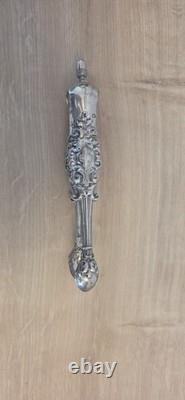 Antique solid silver ice tongs, hallmarked, Louis XV Rocaille style