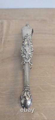 Antique solid silver ice tongs, hallmarked, Louis XV Rocaille style