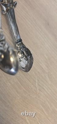 Antique solid silver ice tongs, hallmarked, Louis XV Rocaille style