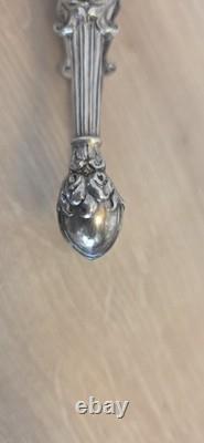 Antique solid silver ice tongs, hallmarked, Louis XV Rocaille style