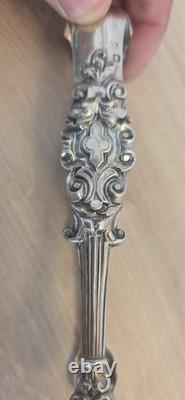 Antique solid silver ice tongs, hallmarked, Louis XV Rocaille style