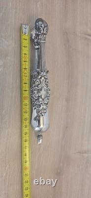 Antique solid silver ice tongs, hallmarked, Louis XV Rocaille style