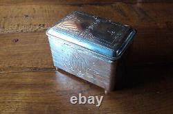 Antique solid silver jewelry box, with engraved decoration, 13.5 x 8.5 cm