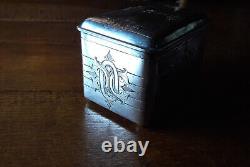 Antique solid silver jewelry box, with engraved decoration, 13.5 x 8.5 cm