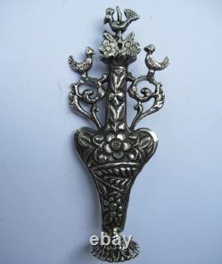 Antique solid silver kohl bottle with Moor’s head hallmark, 11 cm, 46 g