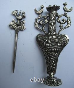 Antique solid silver kohl bottle with Moor’s head hallmark, 11 cm, 46 g