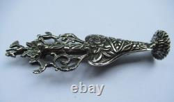 Antique solid silver kohl bottle with Moor’s head hallmark, 11 cm, 46 g