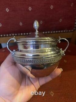 Antique solid silver lion sugar bowl 19th century