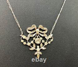 Antique solid silver necklace Louis XVI design and diamonds Pendant Jewelry