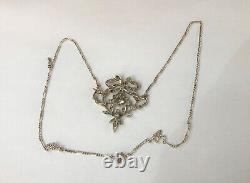 Antique solid silver necklace Louis XVI design and diamonds Pendant Jewelry