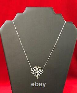 Antique solid silver necklace Louis XVI design and diamonds Pendant Jewelry