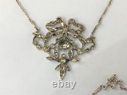Antique solid silver necklace Louis XVI design and diamonds Pendant Jewelry