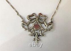Antique solid silver necklace Louis XVI design and diamonds Pendant Jewelry
