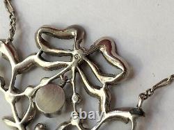 Antique solid silver necklace Louis XVI design and diamonds Pendant Jewelry