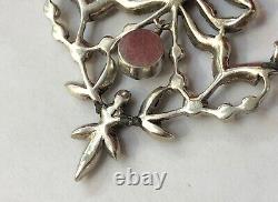 Antique solid silver necklace Louis XVI design and diamonds Pendant Jewelry
