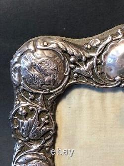 Antique solid silver photo frame with velvet Victorian Napoleon III decor