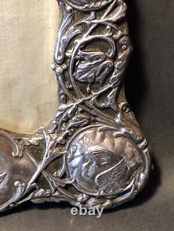 Antique solid silver photo frame with velvet Victorian Napoleon III decor