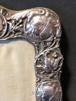 Antique solid silver photo frame with velvet Victorian Napoleon III decor