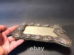 Antique solid silver photo frame with velvet Victorian Napoleon III decor