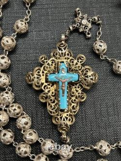 Antique solid silver rosary