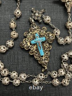 Antique solid silver rosary