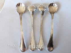 Antique solid silver salt shovels, 19th century, 1819–1838, Vieillard filet spoon