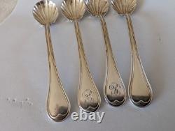 Antique solid silver salt shovels, 19th century, 1819–1838, Vieillard filet spoon