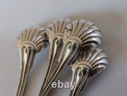 Antique solid silver salt shovels, 19th century, 1819–1838, Vieillard filet spoon